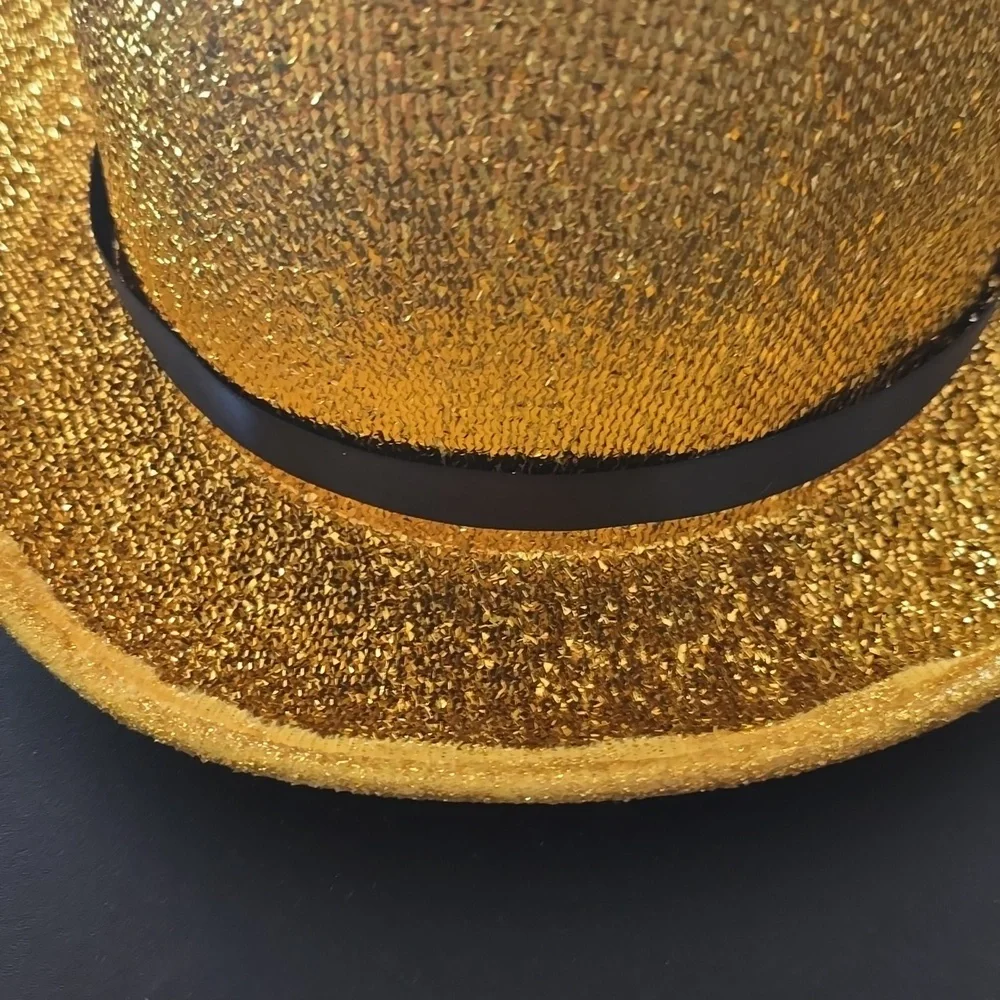 Sparkling Gold Top Hat Party Hat Used Once - Picture 3 of 5